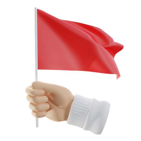 Hand With A Red Flag  3D Icon