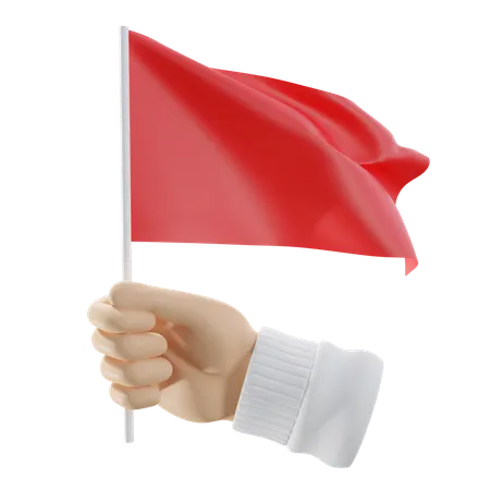 Hand With A Red Flag  3D Icon