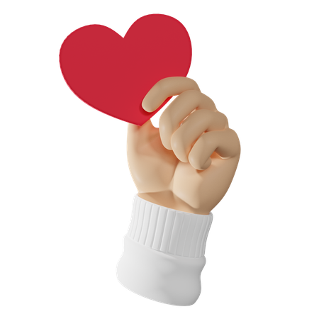 Hand With A Red Heart  3D Icon