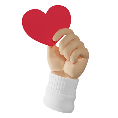 Hand With A Red Heart  3D Icon