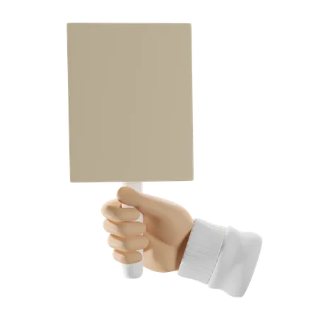 Hand With A Stick Blank Banner  3D Icon