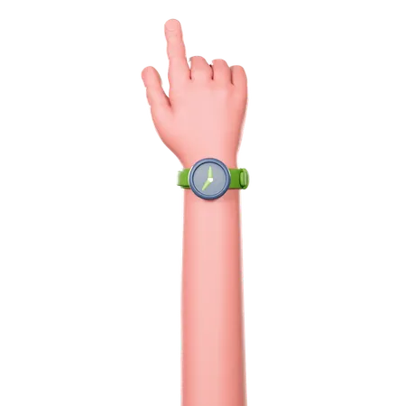Hand With A Watch Is Pointing Up  3D Icon