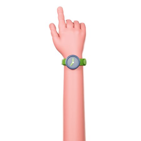 Hand With A Watch Is Pointing Up  3D Icon