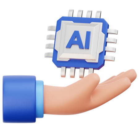 Hand With AI Chip  3D Icon