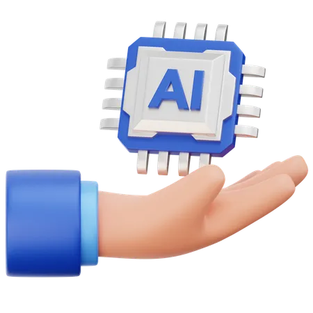 Hand With AI Chip  3D Icon