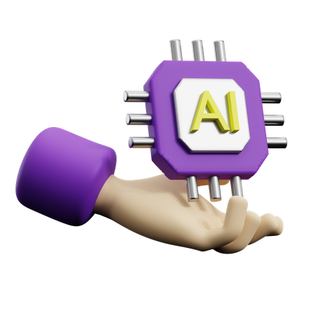 Hand with AI Chip  3D Icon