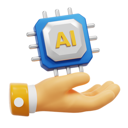 HAND WITH AI CHIP  3D Icon