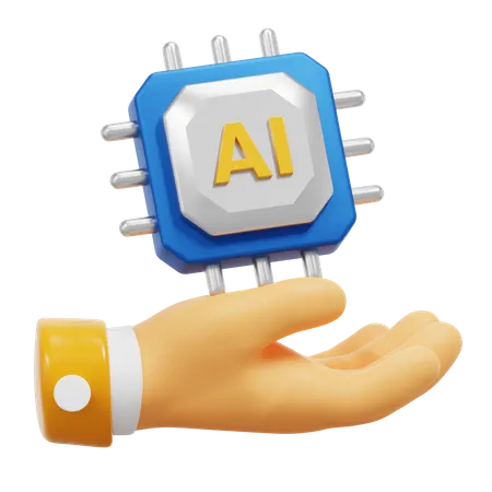 HAND WITH AI CHIP 3D Icon