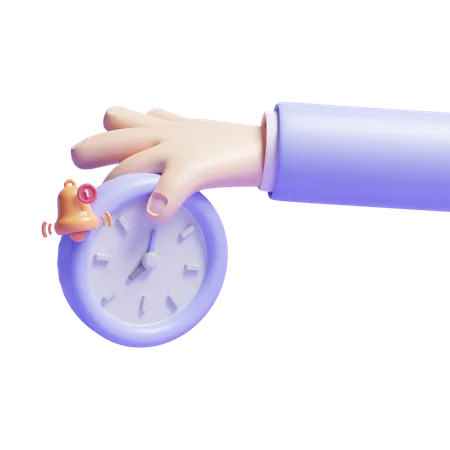 Hand With Alarm Clock  3D Icon