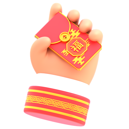 Hand With Angpau  3D Icon