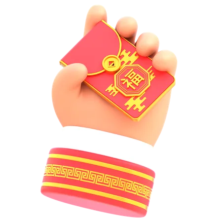 Hand With Angpau  3D Icon