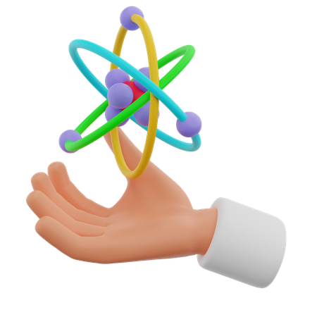 Hand With Atom  3D Illustration