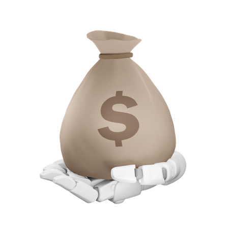 Money Bag Holding 3D Illustration