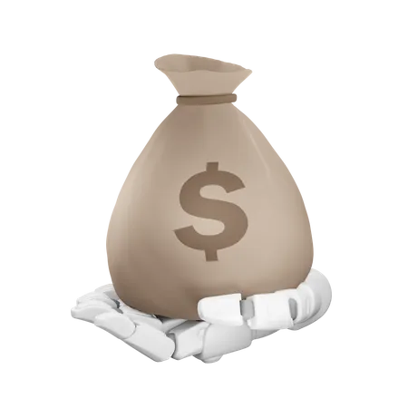 Money Bag Holding  3D Illustration