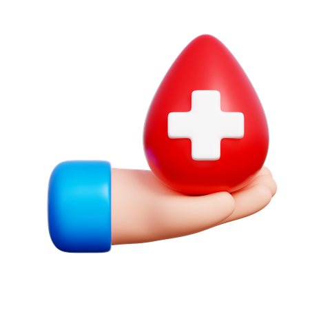 Hand with Blood Drop  3D Icon