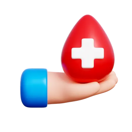 Hand with Blood Drop 3D Icon