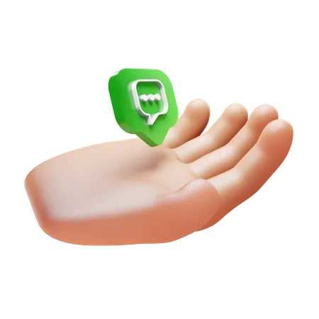 Hand With Bubble Chat  3D Icon