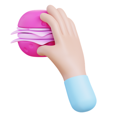 Hand With Burger  3D Icon