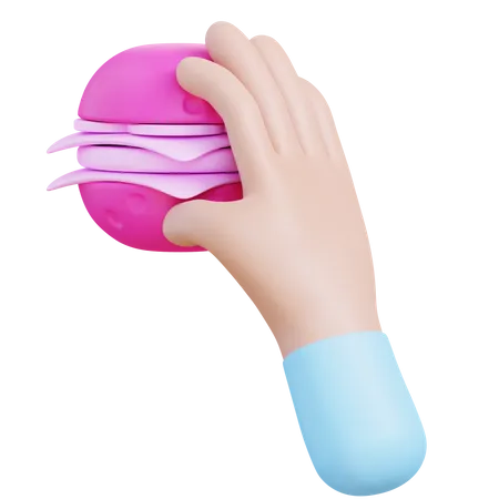 3 D Illustration Hand With Burger 3D Icon