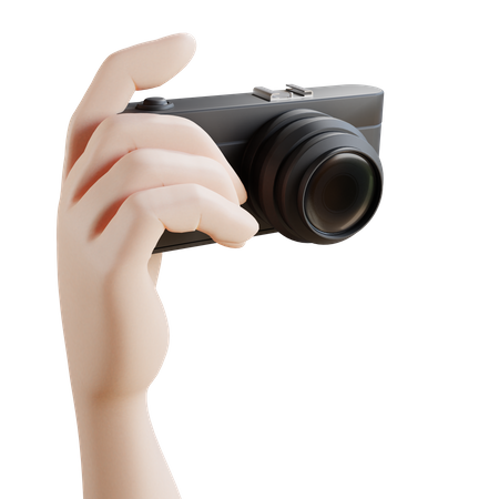 Hand with camera 3D Illustration