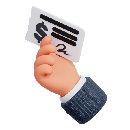 Hand with Cheque  3D Icon