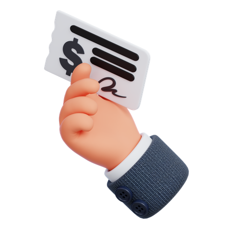 Hand with Cheque  3D Icon