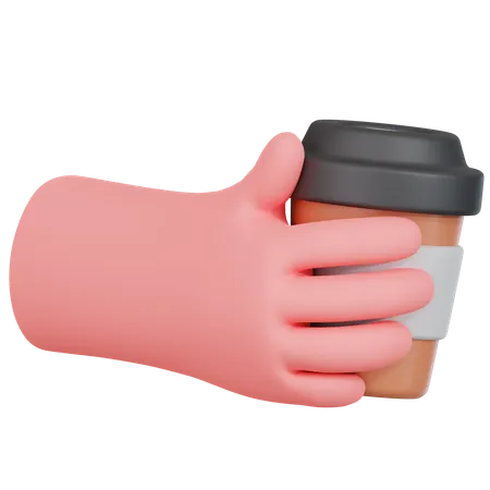 Hand With Coffee Cup  3D Icon