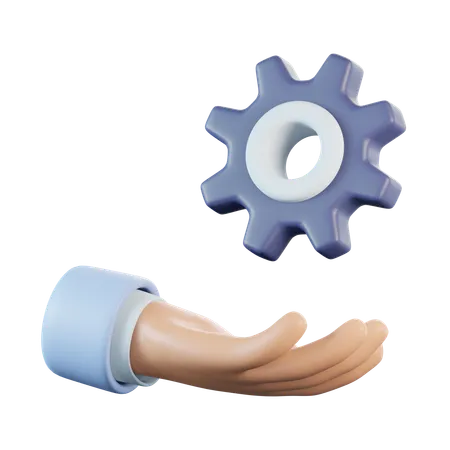 Hand with Cogwheel  3D Icon