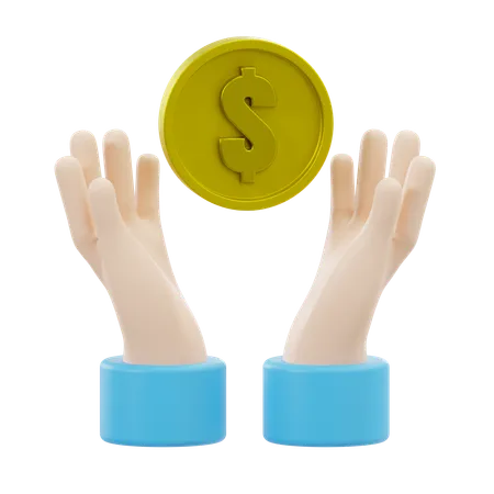 Hand With Coin  3D Icon