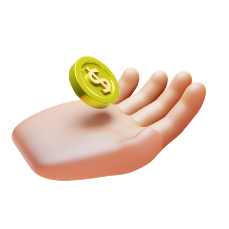 Hand With Coin  3D Icon