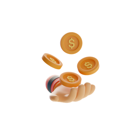 Hand With Coins  3D Icon
