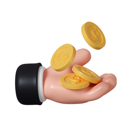 Hand With Coins  3D Icon