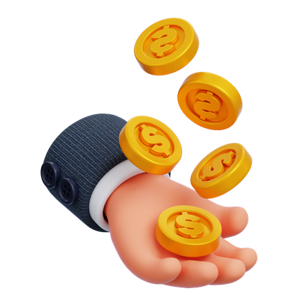 Hand with Coins  3D Icon