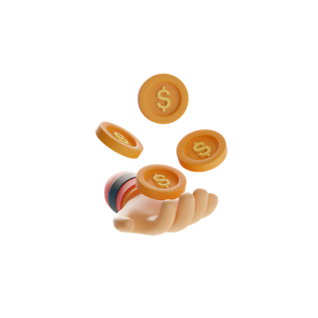 Hand With Coins  3D Icon