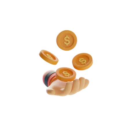 Hand With Coins  3D Icon