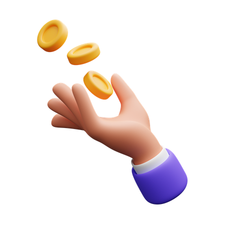 Hand with coins  3D Icon