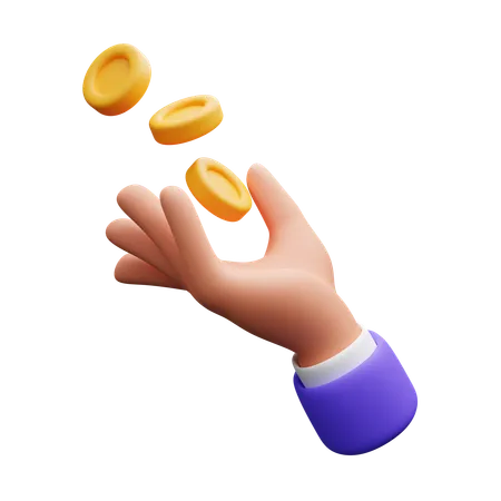 Hand with coins  3D Icon