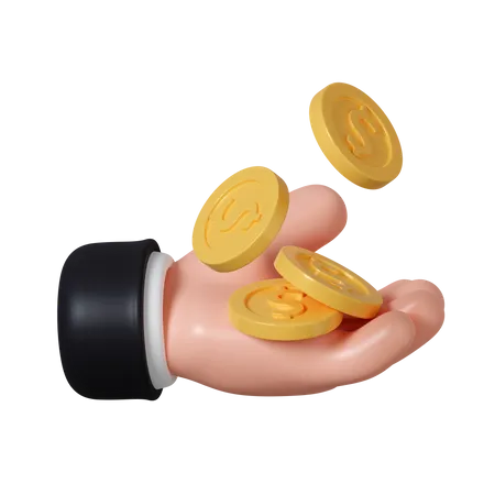Hand With Coins  3D Icon