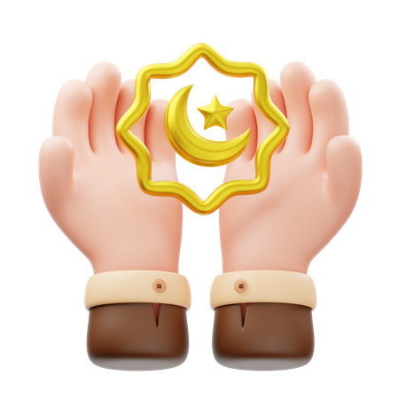 Hand with Crescent Moon  3D Icon