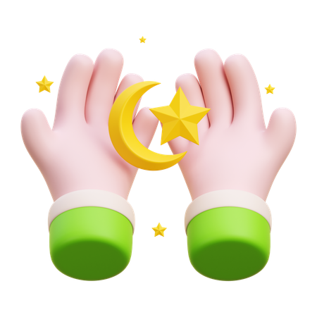 Hand with Crescent Moon  3D Icon