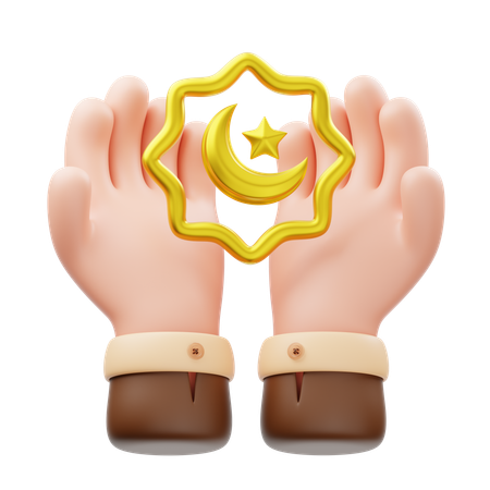 Hand with Crescent Moon  3D Icon