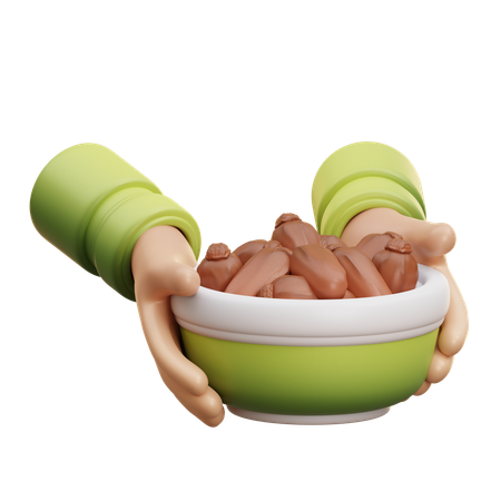 Hand With Dates Bowl  3D Icon