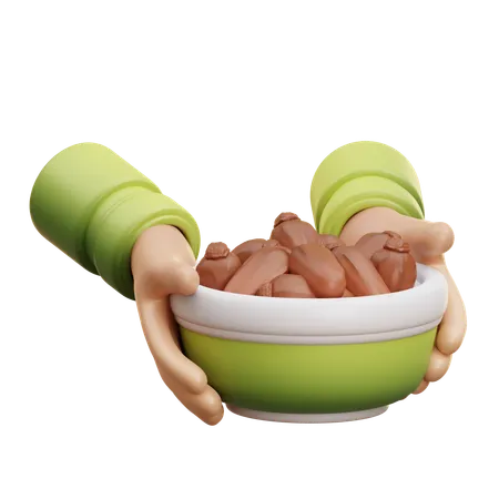 Hand With Dates Bowl  3D Icon