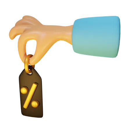 Hand With Discount Tag  3D Icon