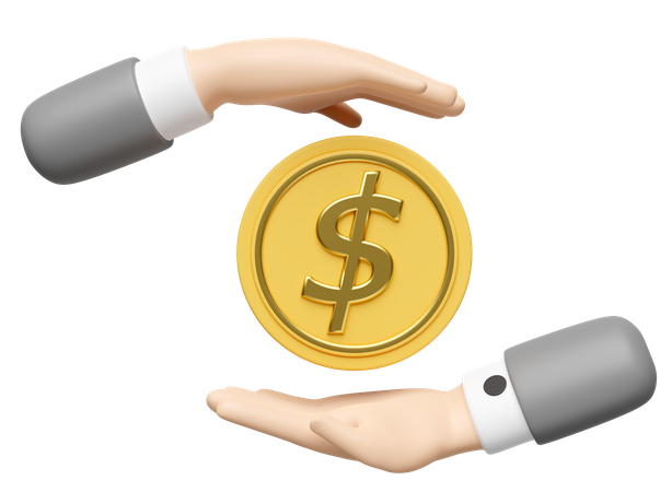 Hand With Dollar Coin  3D Icon