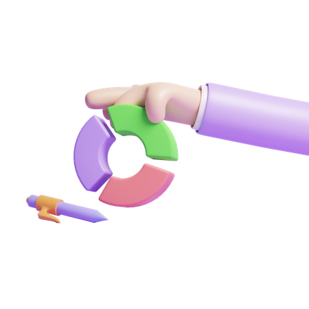 Hand With Donut Chart  3D Icon