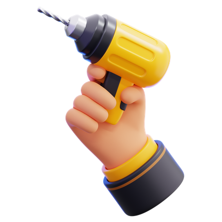 Hand With Drill Machine  3D Icon