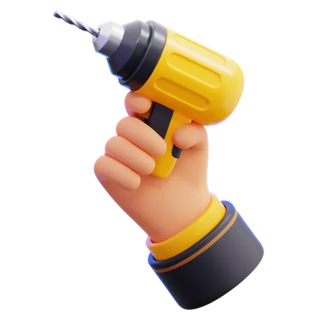 Hand With Drill Machine  3D Icon