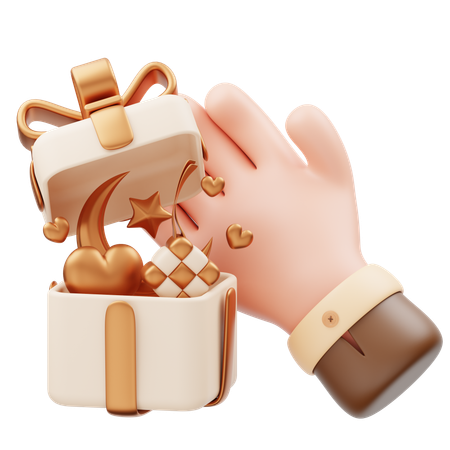 Hand with Eid Gift  3D Icon