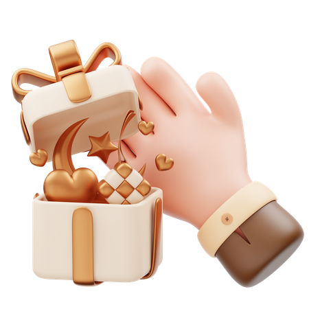 Hand with Eid Gift  3D Icon